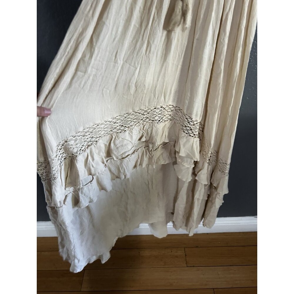 Free People Santa Maria Maxi Women’s Dress beige khaki boho hippie Size Large - Picture 8 of 8